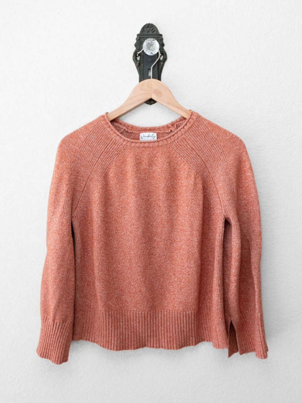 Wonderly Sweater Womens L Rust Orange Textured Knit Crewneck Pullover Fall